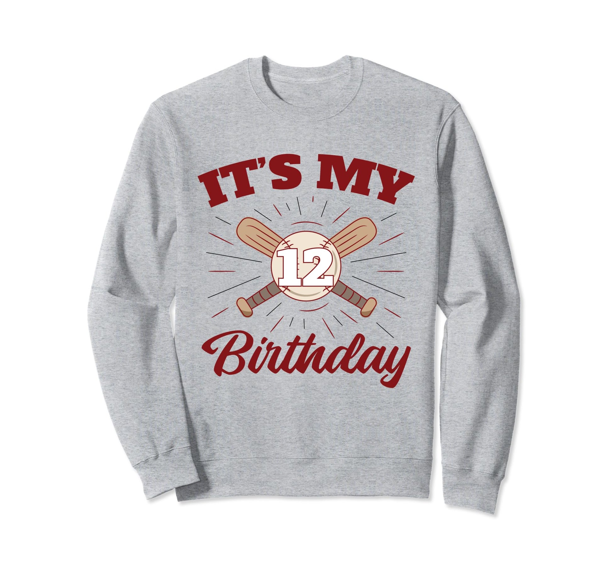 Birthday Baseball 12 Player Sweatshirt - Fun Novelty Design for Adults - T-Shirt, Sweatshirt, Hoodie
