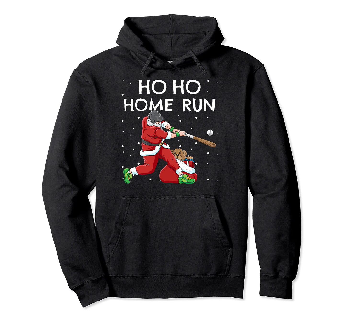 Baseball Ho Ho Home Run Funny Hoodie - Graphic Print Men Women - T-Shirt, Sweatshirt, Hoodie