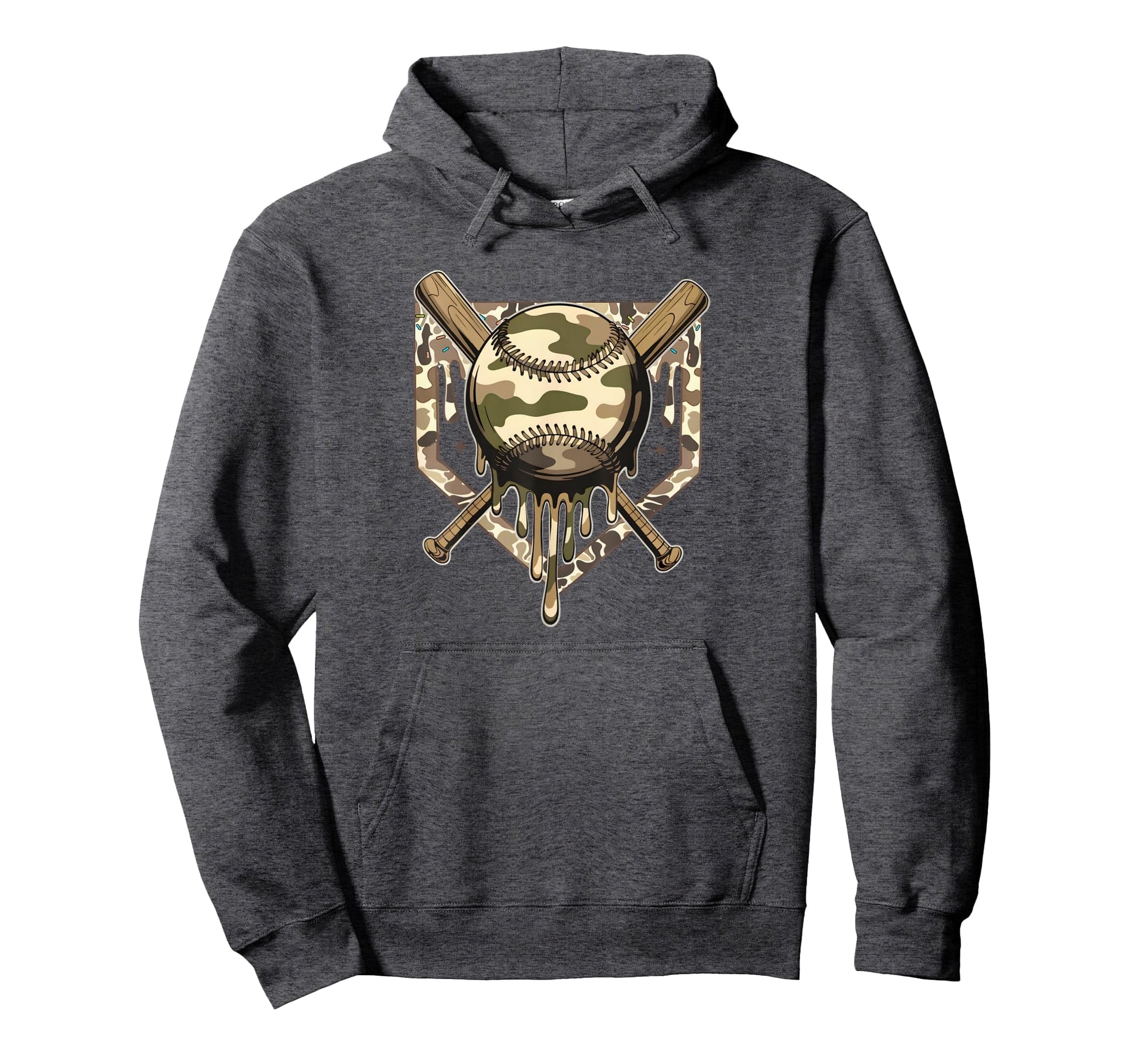 Dripping Baseball Camo Camouflage Game Hoodie - Graphic Print for Adults - T-Shirt, Sweatshirt, Hoodie