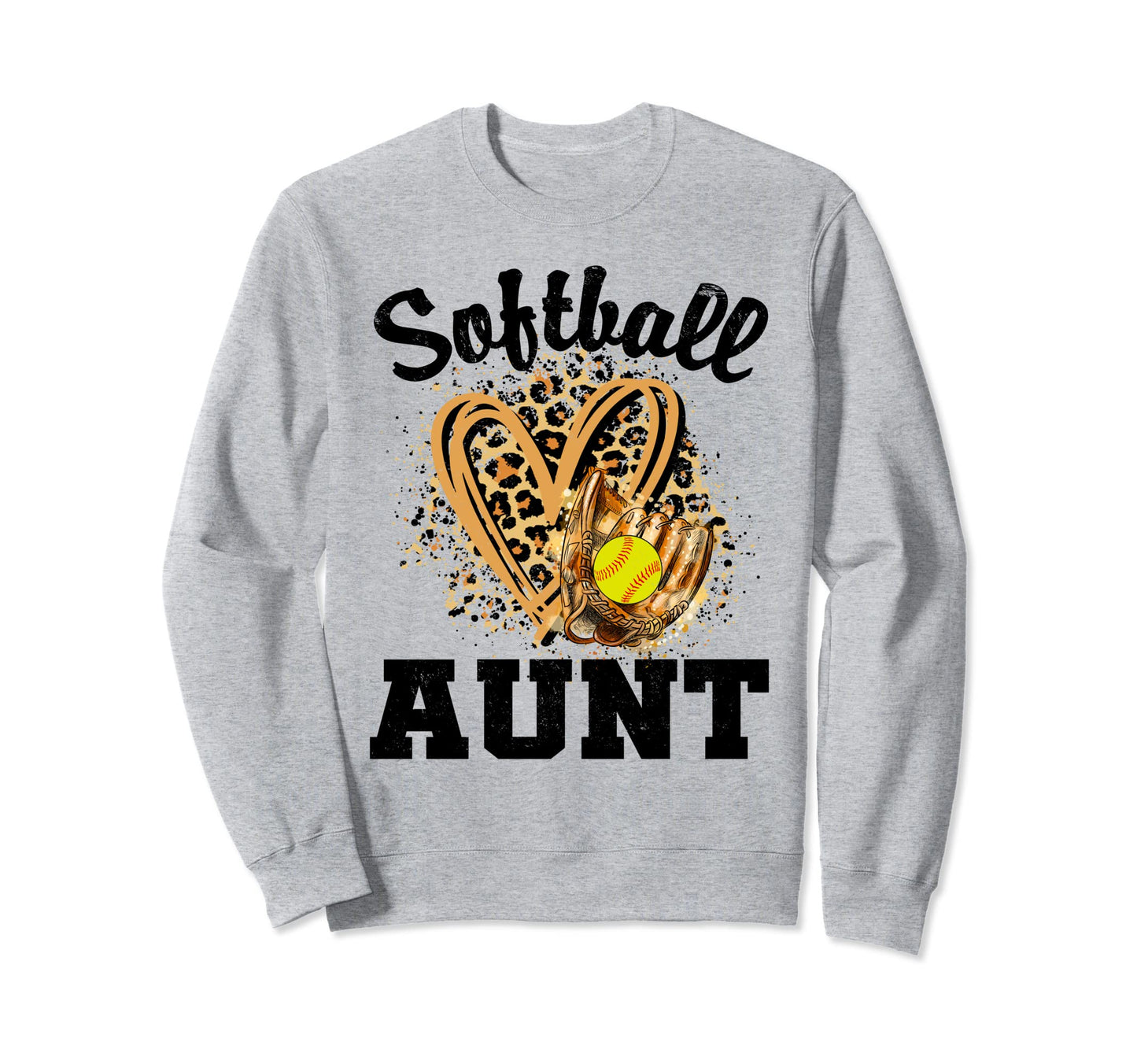 Leopard Heart Game Day Baseball Auntie T-Shirt - Minimalist Print Men Women - T-Shirt, Sweatshirt, Hoodie