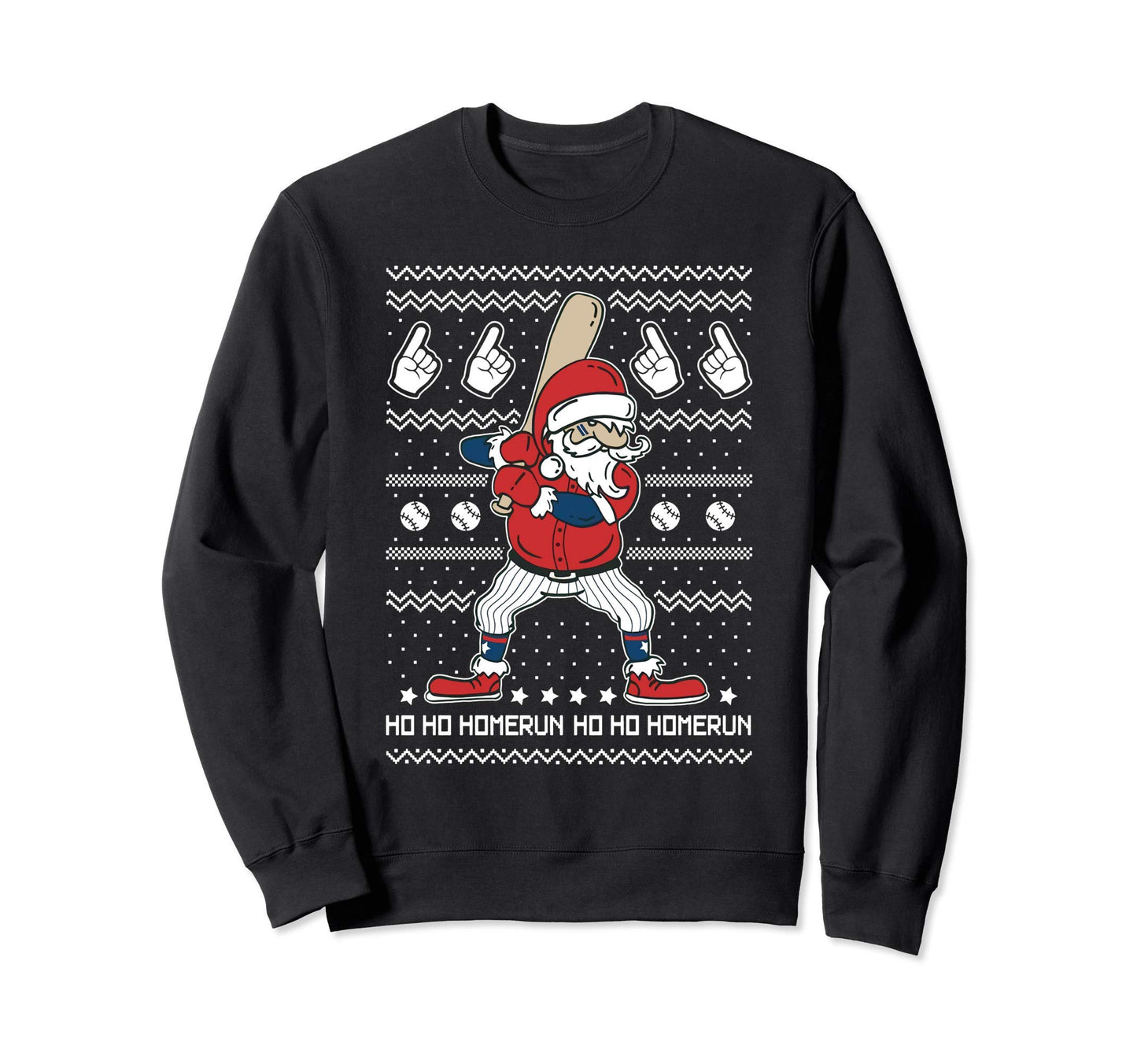 Santa Baseball Fan Home Run Funny Sweatshirt - Custom Art Print Men Women - T-Shirt, Sweatshirt, Hoodie