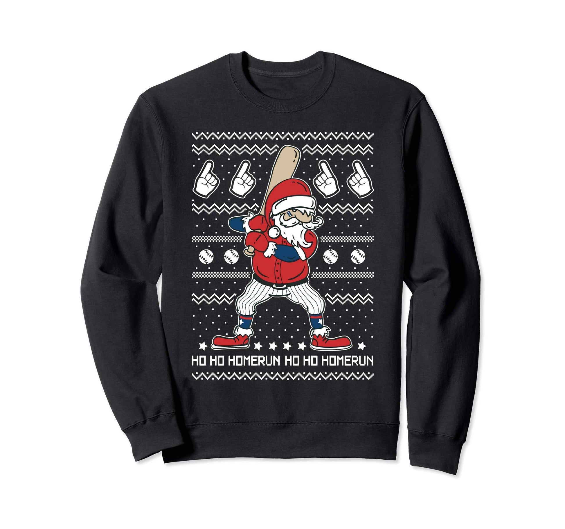 Santa Baseball Fan Home Run Funny Sweatshirt - Custom Art Print Men Women - T-Shirt, Sweatshirt, Hoodie