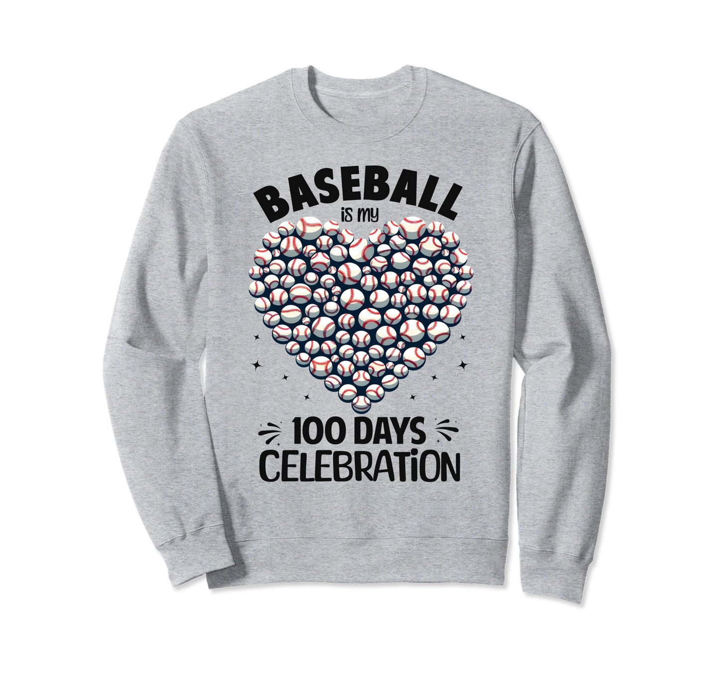 100 Days School Baseball Heart Sweatshirt - Streetwear Style Men Women - T-Shirt, Sweatshirt, Hoodie