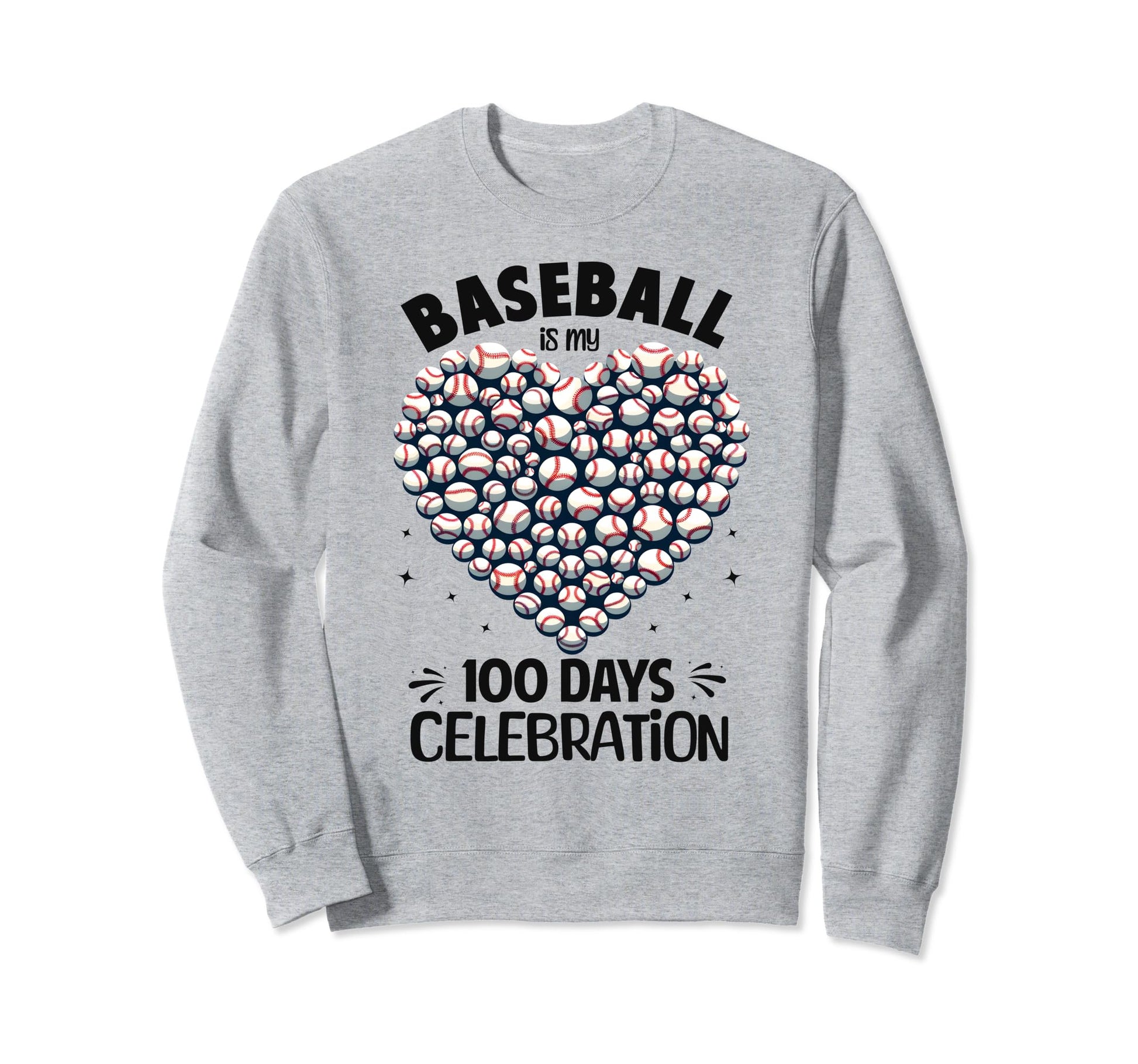 100 Days School Baseball Heart Sweatshirt - Streetwear Style Men Women - T-Shirt, Sweatshirt, Hoodie