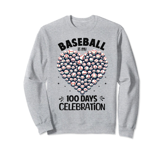 100 Days School Baseball Heart Sweatshirt - Streetwear Style Men Women - T-Shirt, Sweatshirt, Hoodie
