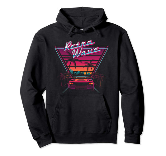 80S Retrowave Synthwave Love Wave Hoodie - Fun Novelty Design Men Women - T-Shirt, Sweatshirt, Hoodie