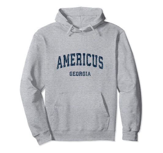 Americus Georgia Ga Varsity Sports Navy Hoodie - Streetwear Style Unisex - T-Shirt, Sweatshirt, Hoodie