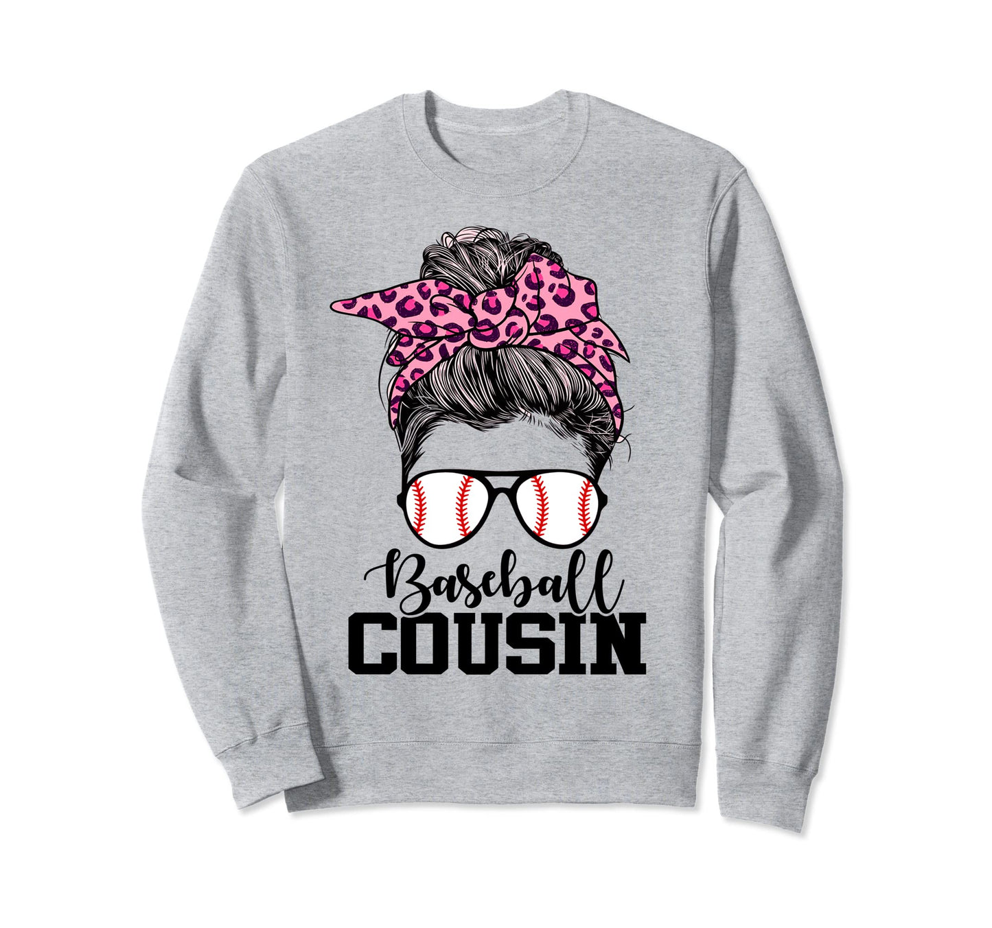 Baseball Cousin Messy Bun Leopard Sweatshirt - Unique Graphic Men Women - T-Shirt, Sweatshirt, Hoodie