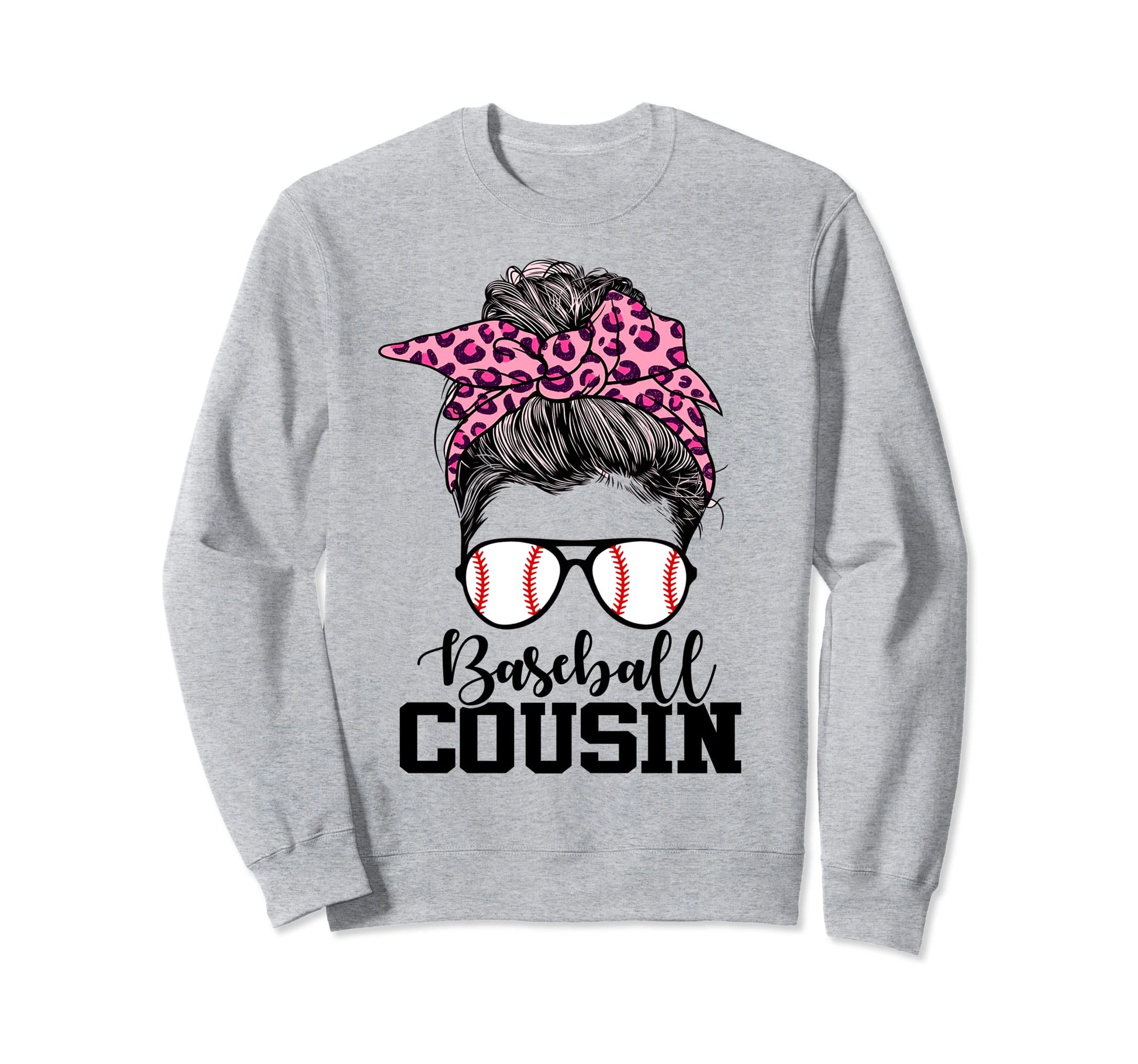 Baseball Cousin Messy Bun Leopard Sweatshirt - Unique Graphic Men Women - T-Shirt, Sweatshirt, Hoodie