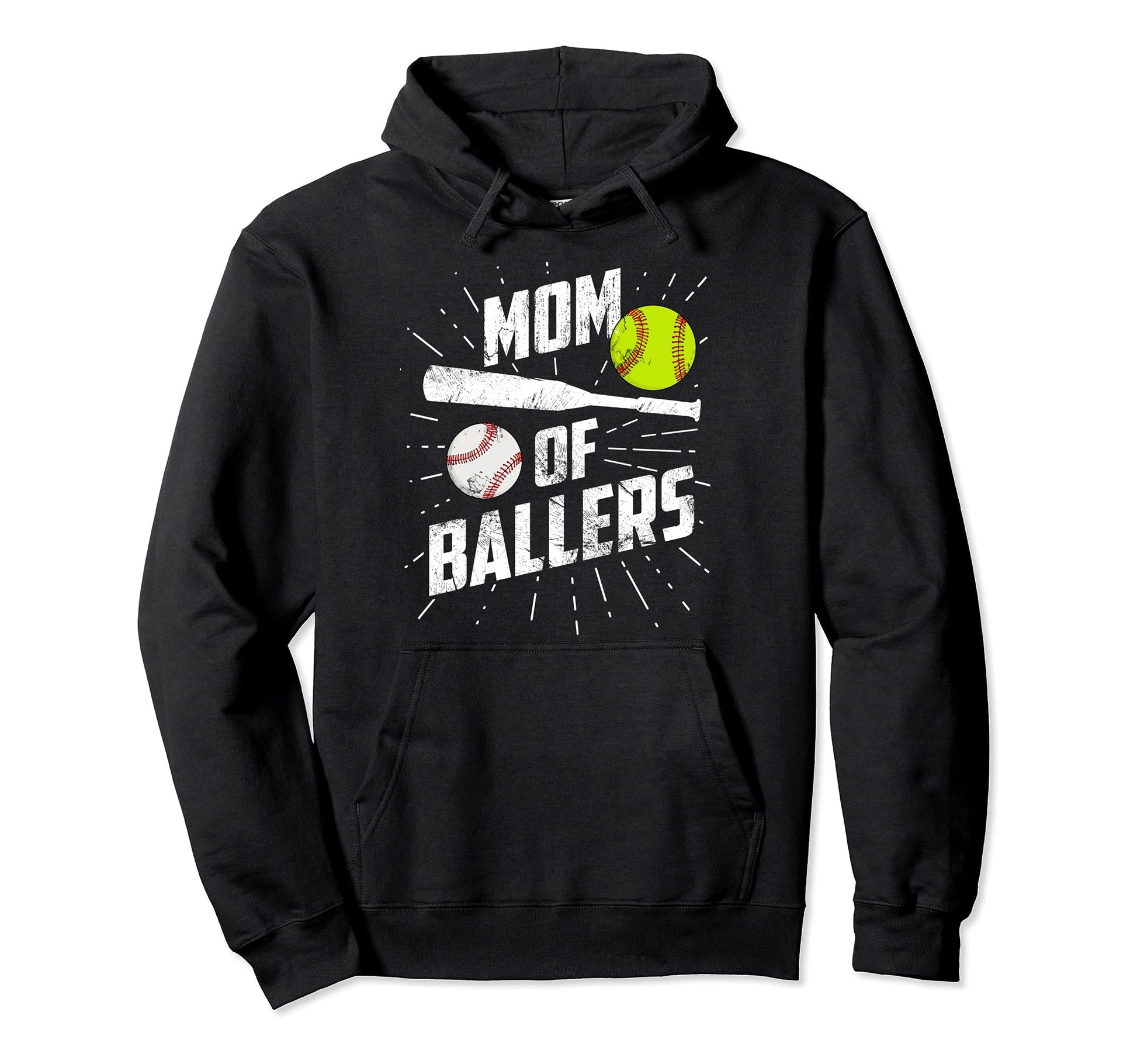 Mom Ballers Funny Baseball Softball Hoodie - Trendy Graphic for Adults - T-Shirt, Sweatshirt, Hoodie
