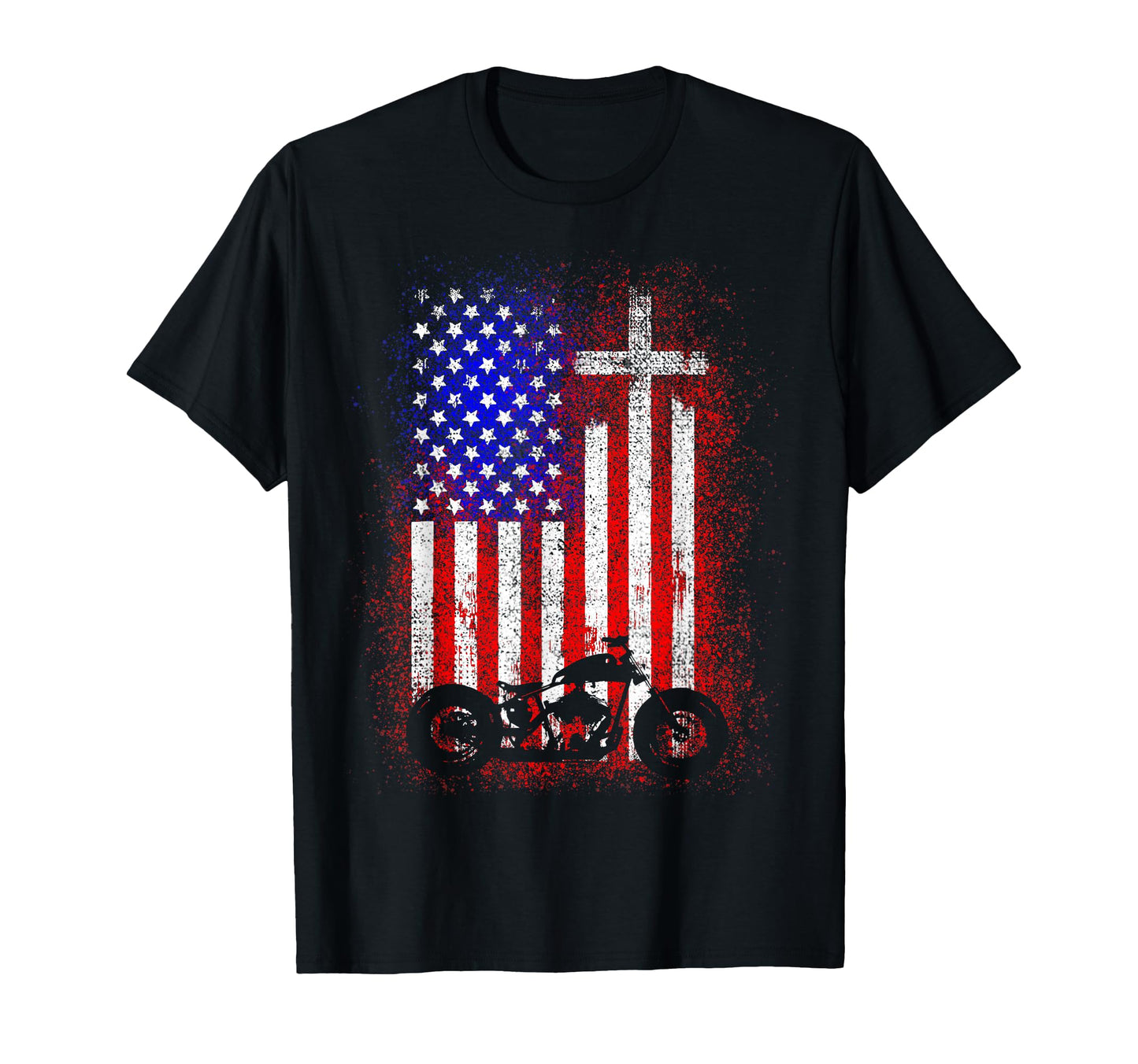 Motorcycle Usa Flag Christian T-Shirt - Casual Everyday Wear for Adults - T-Shirt, Sweatshirt, Hoodie