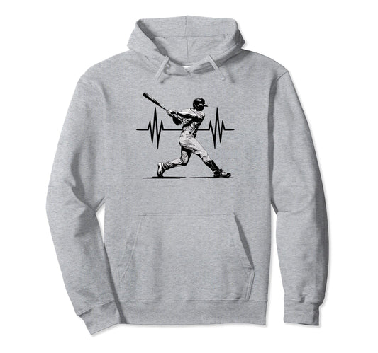 Baseball Heartbeat Love Pitcher Throw Hoodie - Custom Art Print for Adults - T-Shirt, Sweatshirt, Hoodie