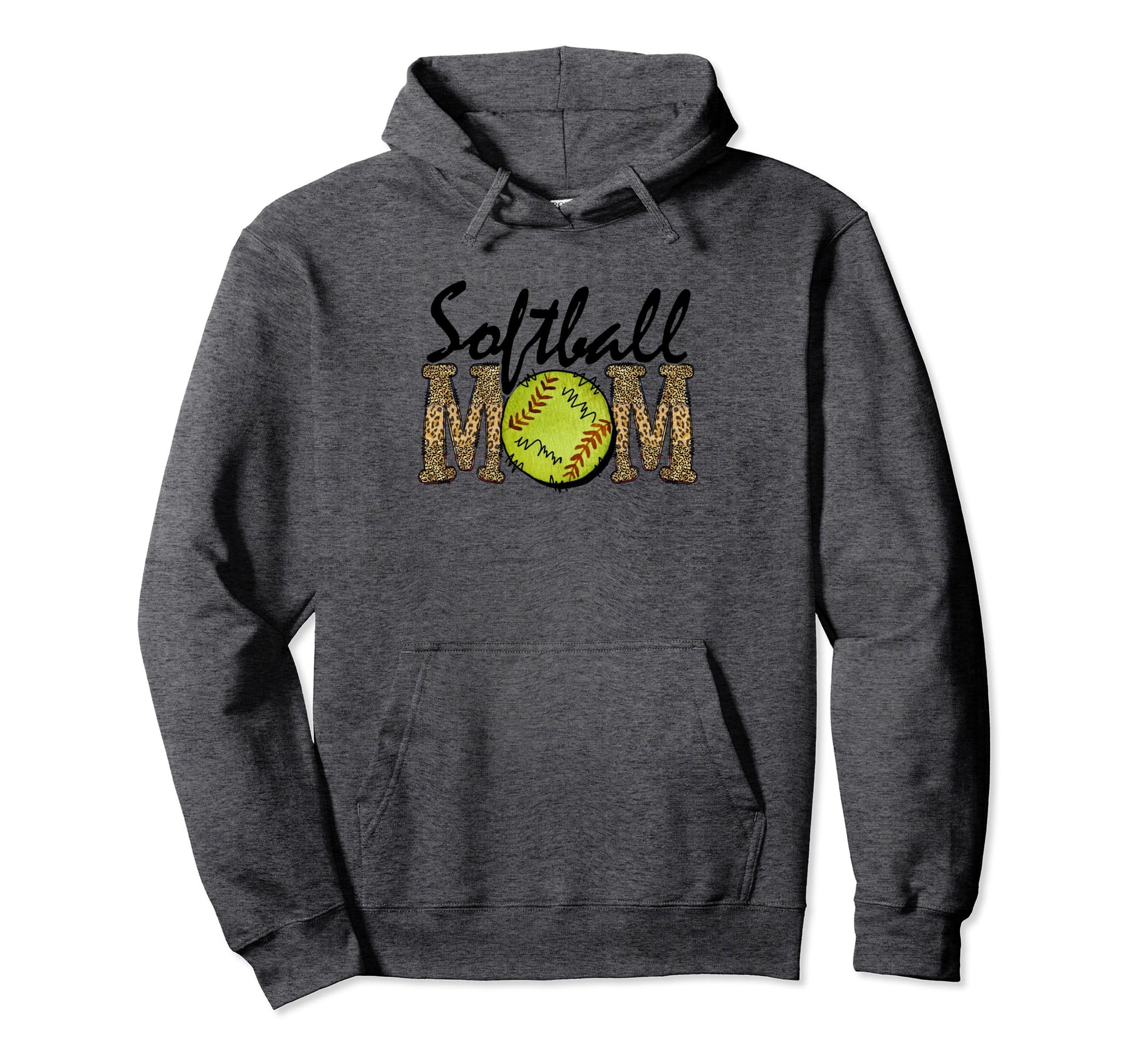 Softball Mom Leopard Funny Softball Hoodie - Streetwear Style for Adults - T-Shirt, Sweatshirt, Hoodie