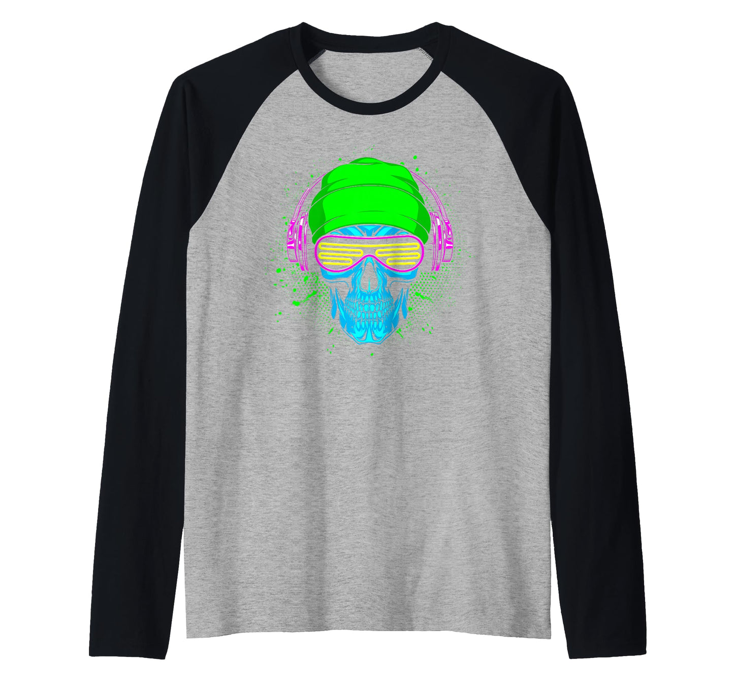 Dj Skull Wearing Headphones And Bonnet Hoodie - Novelty Apparel Men Women - T-Shirt, Sweatshirt, Hoodie