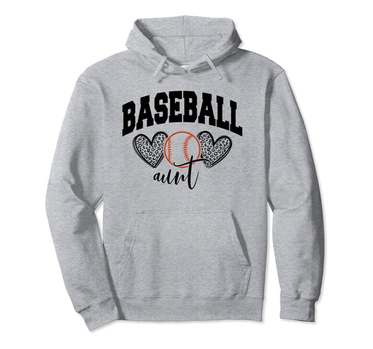 Baseball Aunt Funny Leopard Baseball Hoodie - Novelty Apparel Men Women - T-Shirt, Sweatshirt, Hoodie