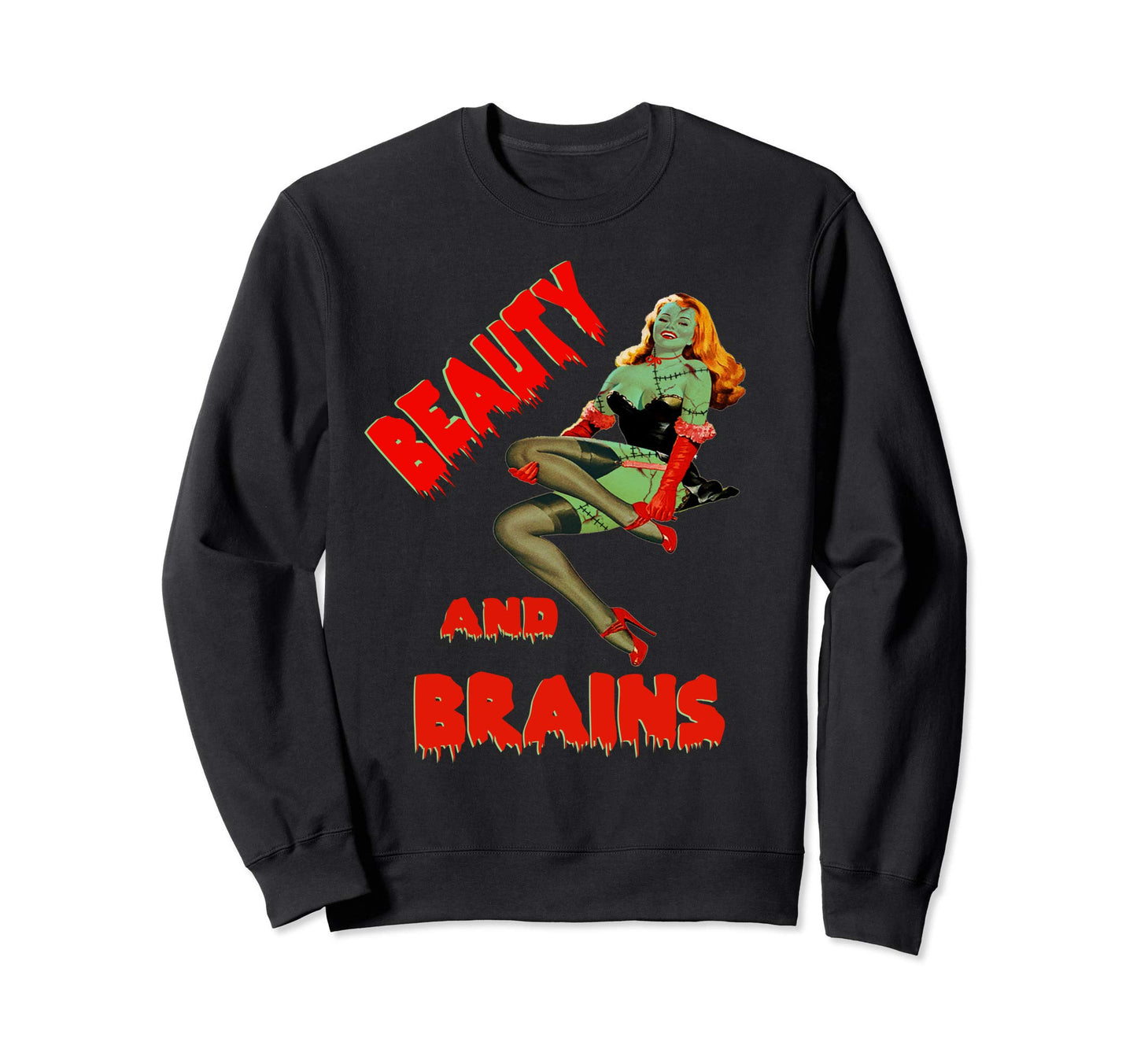 Zombie Pin Up Halloween Beauty Sweatshirt - Custom Art Print for Adults - T-Shirt, Sweatshirt, Hoodie
