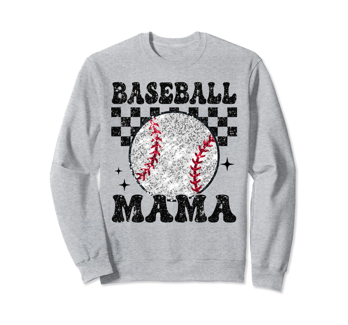 Baseball Mama Checkered Funny Sweatshirt - Streetwear Style for Adults - T-Shirt, Sweatshirt, Hoodie