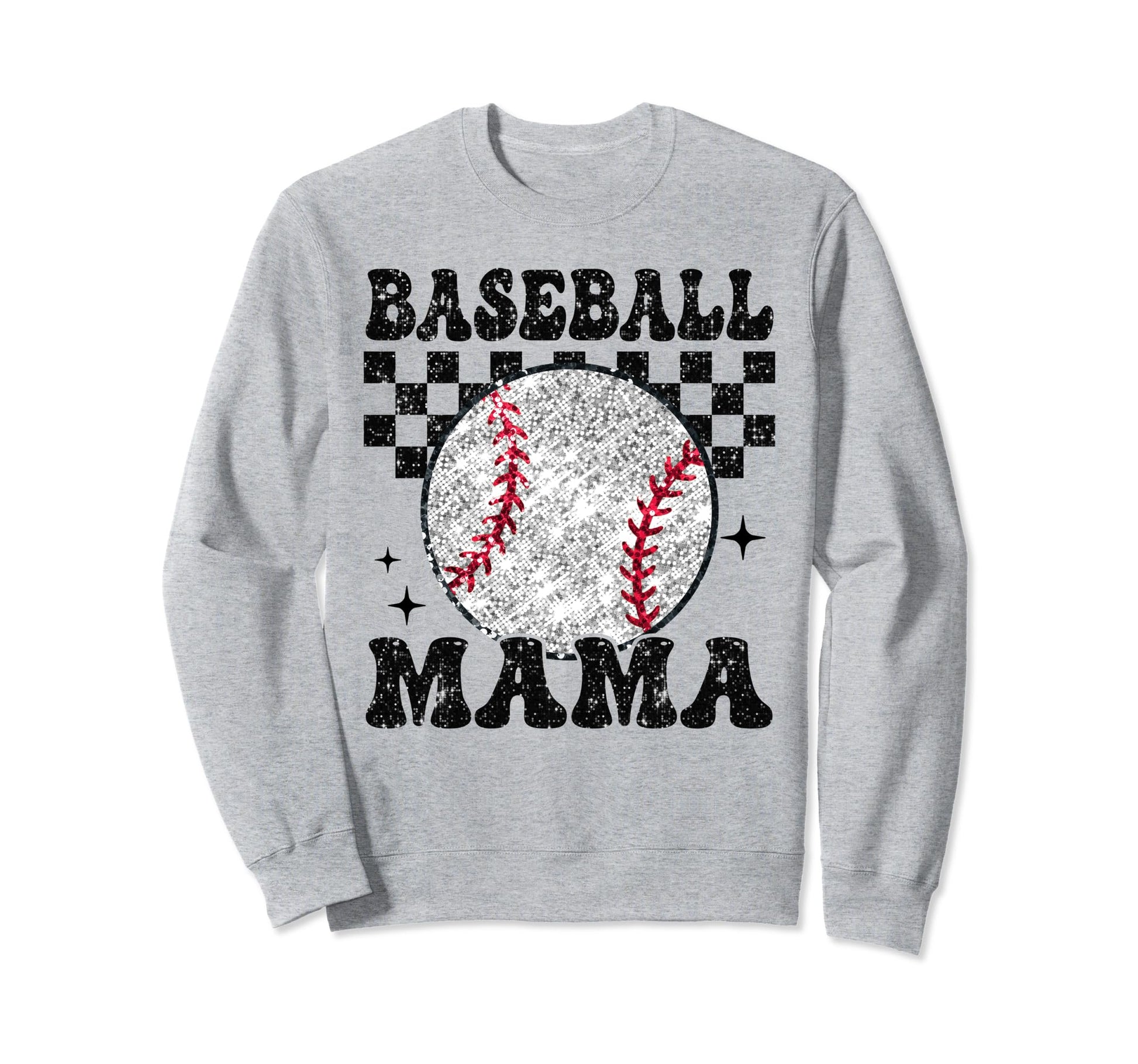 Baseball Mama Checkered Funny Sweatshirt - Streetwear Style for Adults - T-Shirt, Sweatshirt, Hoodie