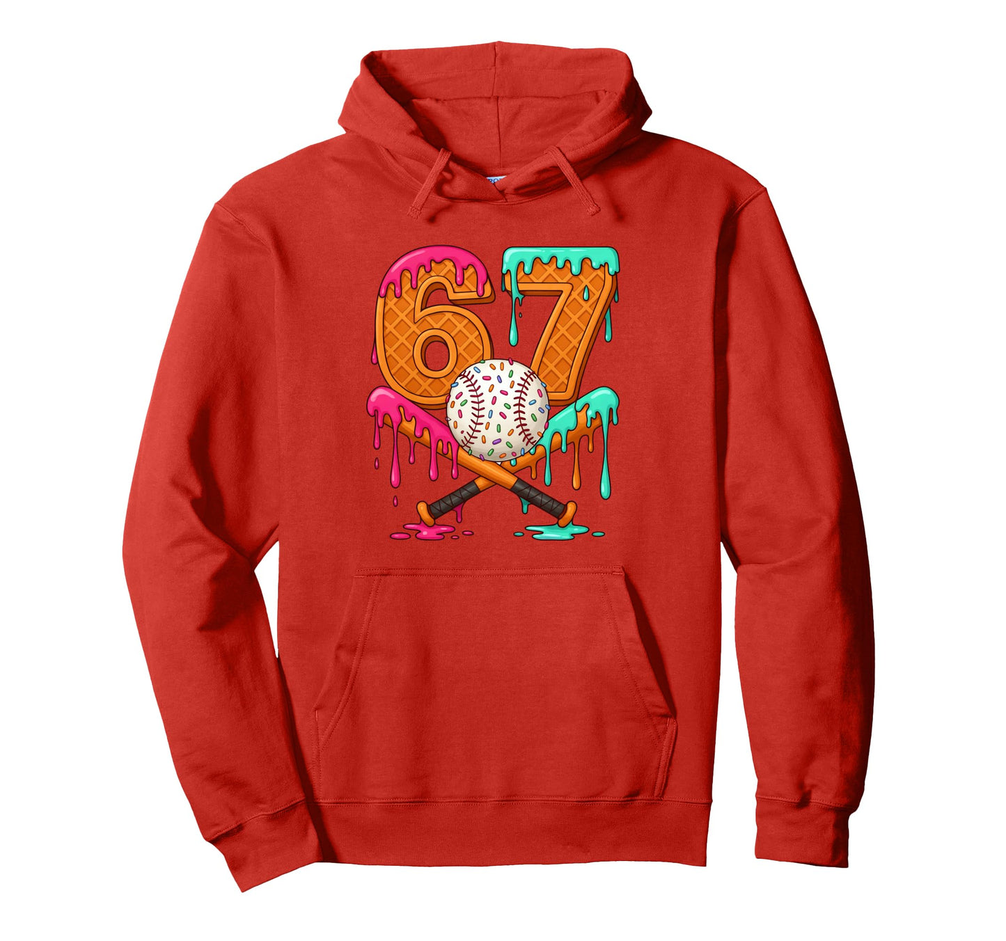 67 Ice Cream Drip Baseball Number 67 Hoodie - Graphic Print Men Women - T-Shirt, Sweatshirt, Hoodie
