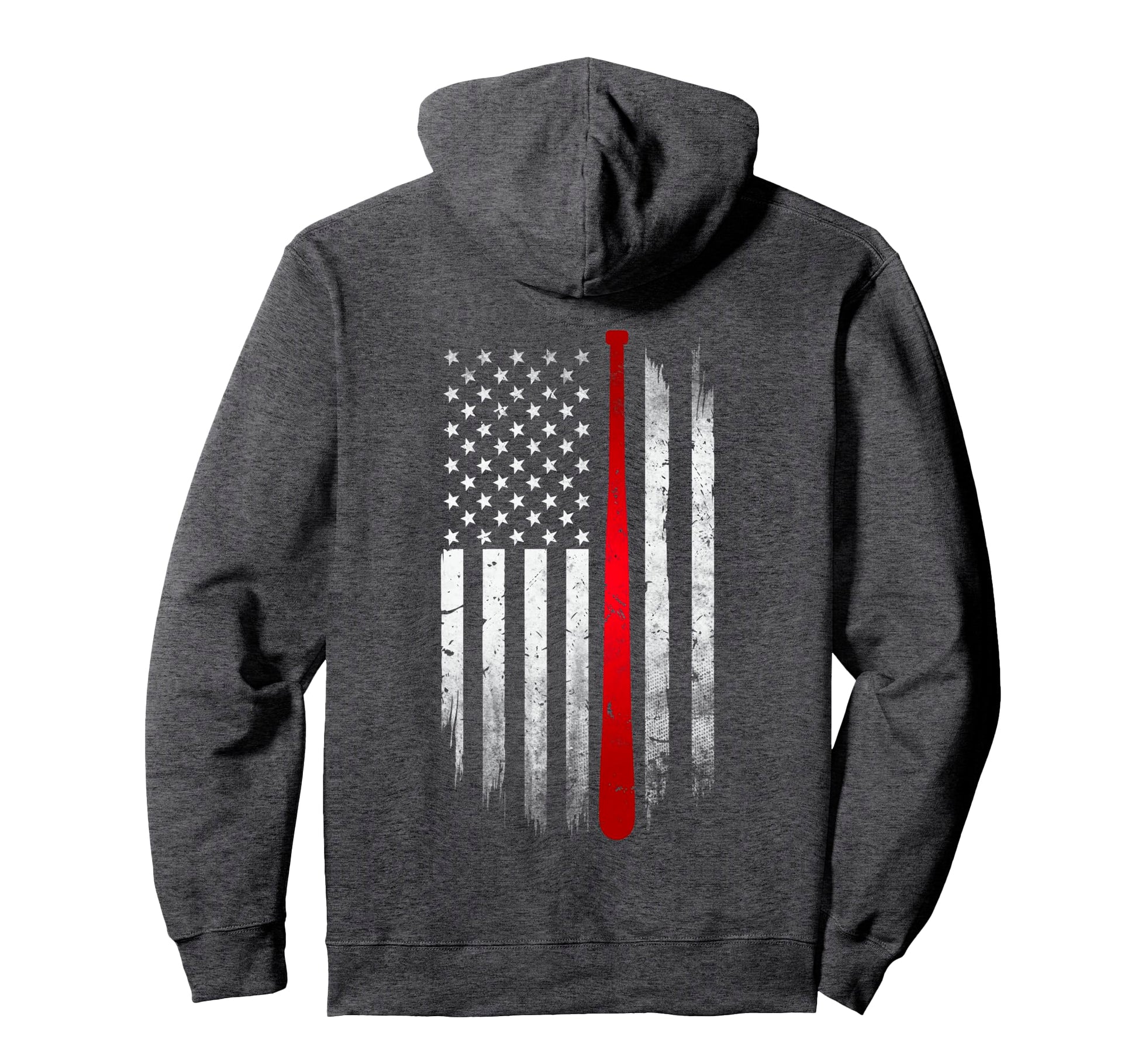 Baseball American Usa Flag Distressed Hoodie - Novelty Apparel for Adults - T-Shirt, Sweatshirt, Hoodie