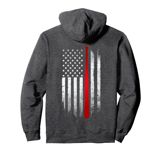 Baseball American Usa Flag Distressed Hoodie - Novelty Apparel for Adults - T-Shirt, Sweatshirt, Hoodie