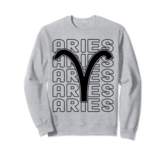 Aries Zodiac Sign Typography Sweatshirt - Trendy Graphic Men Women - T-Shirt, Sweatshirt, Hoodie