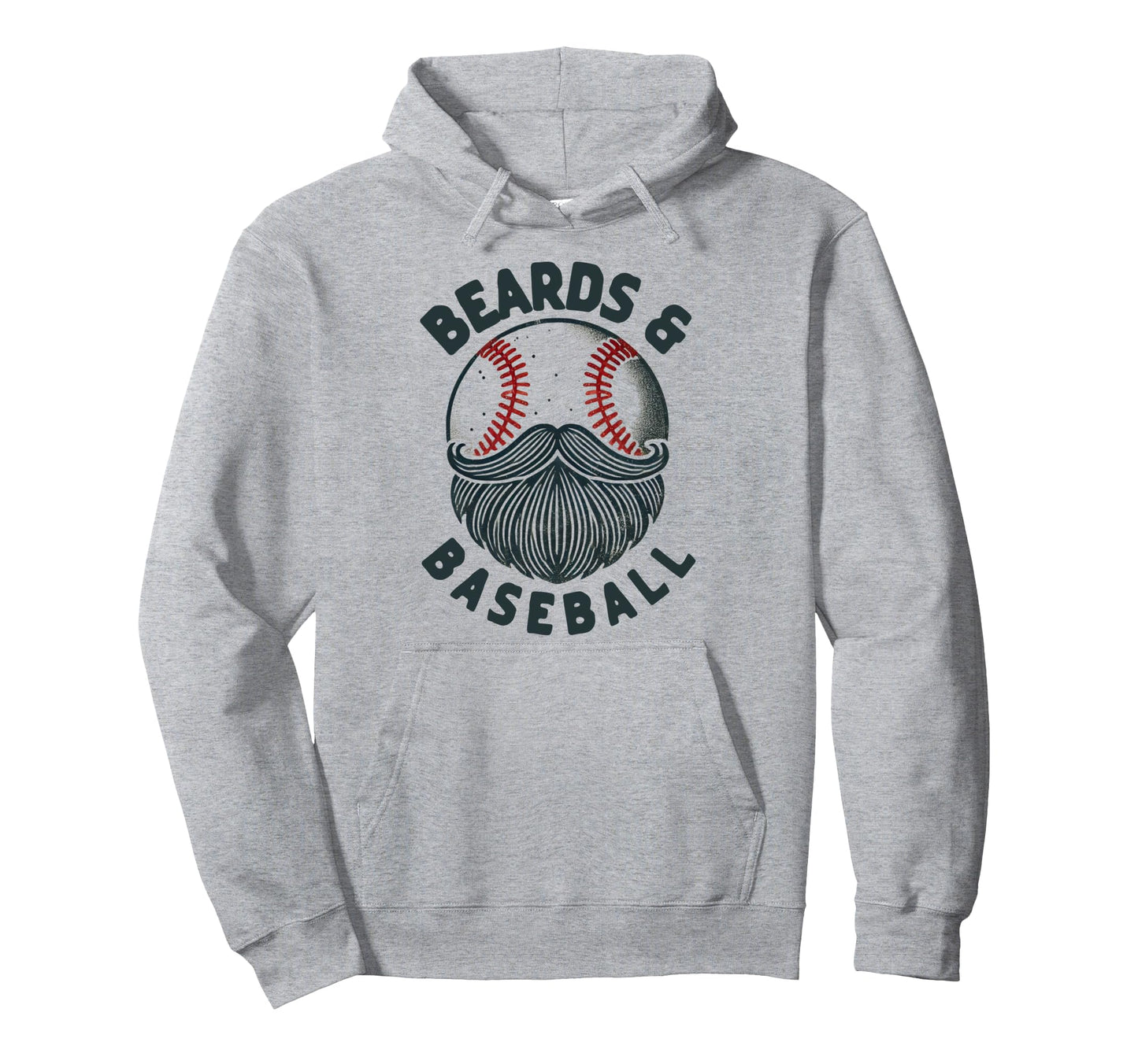 Funny Beards Baseball Distressed Hoodie - Casual Everyday Wear Unisex - T-Shirt, Sweatshirt, Hoodie