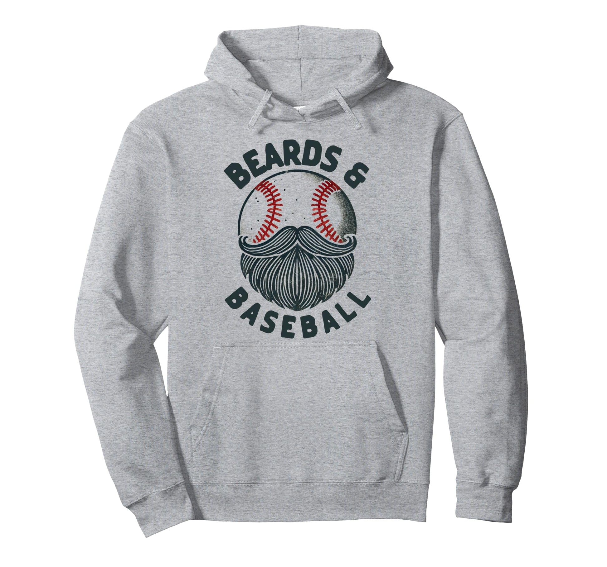 Funny Beards Baseball Distressed Hoodie - Casual Everyday Wear Unisex - T-Shirt, Sweatshirt, Hoodie