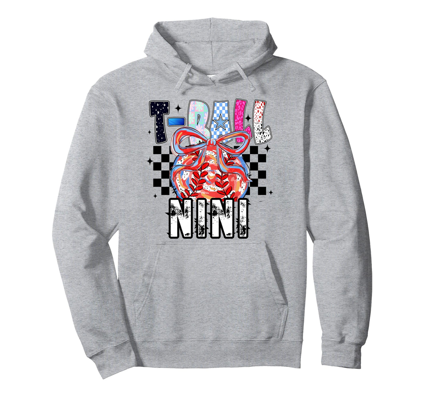 T Ball Baseball Checkered Nini Hoodie - Aesthetic Graphic Unisex - T-Shirt, Sweatshirt, Hoodie