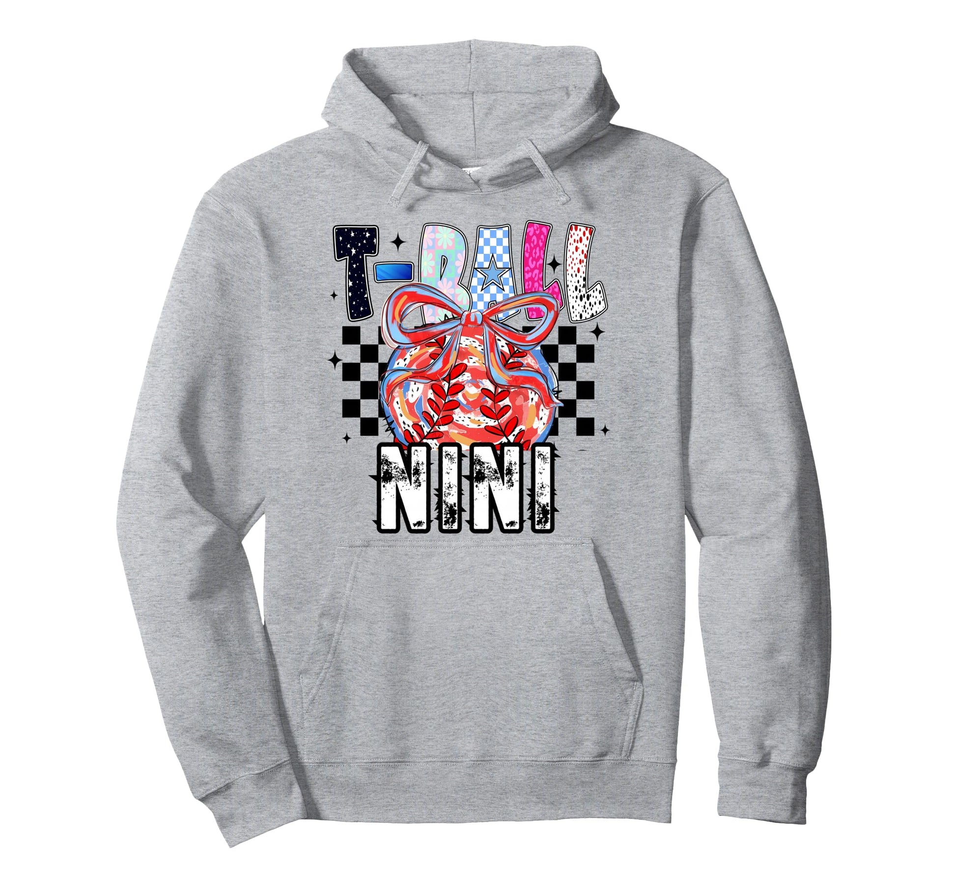 T Ball Baseball Checkered Nini Hoodie - Aesthetic Graphic Unisex - T-Shirt, Sweatshirt, Hoodie