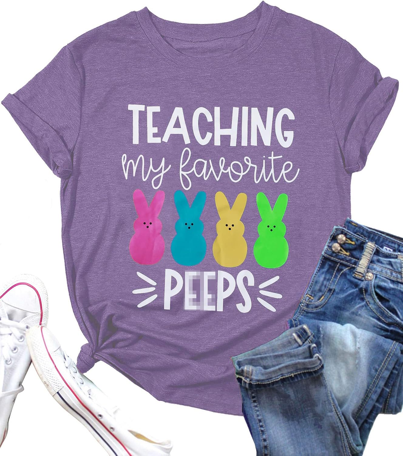 Teaching My Favorite Peep for Women Easter Teacher - Adult & Kids T-Shirts, Sweatshirts & Hoodies apparel design preview 1