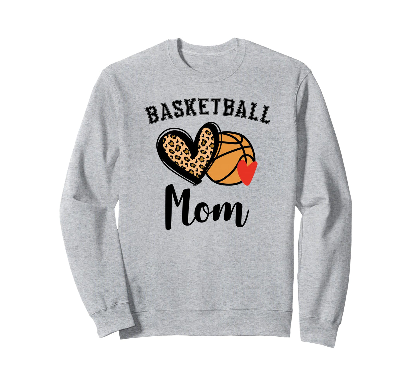 Basketball Mom Leopard Heart Sweatshirt - Custom Art Print for Adults - T-Shirt, Sweatshirt, Hoodie
