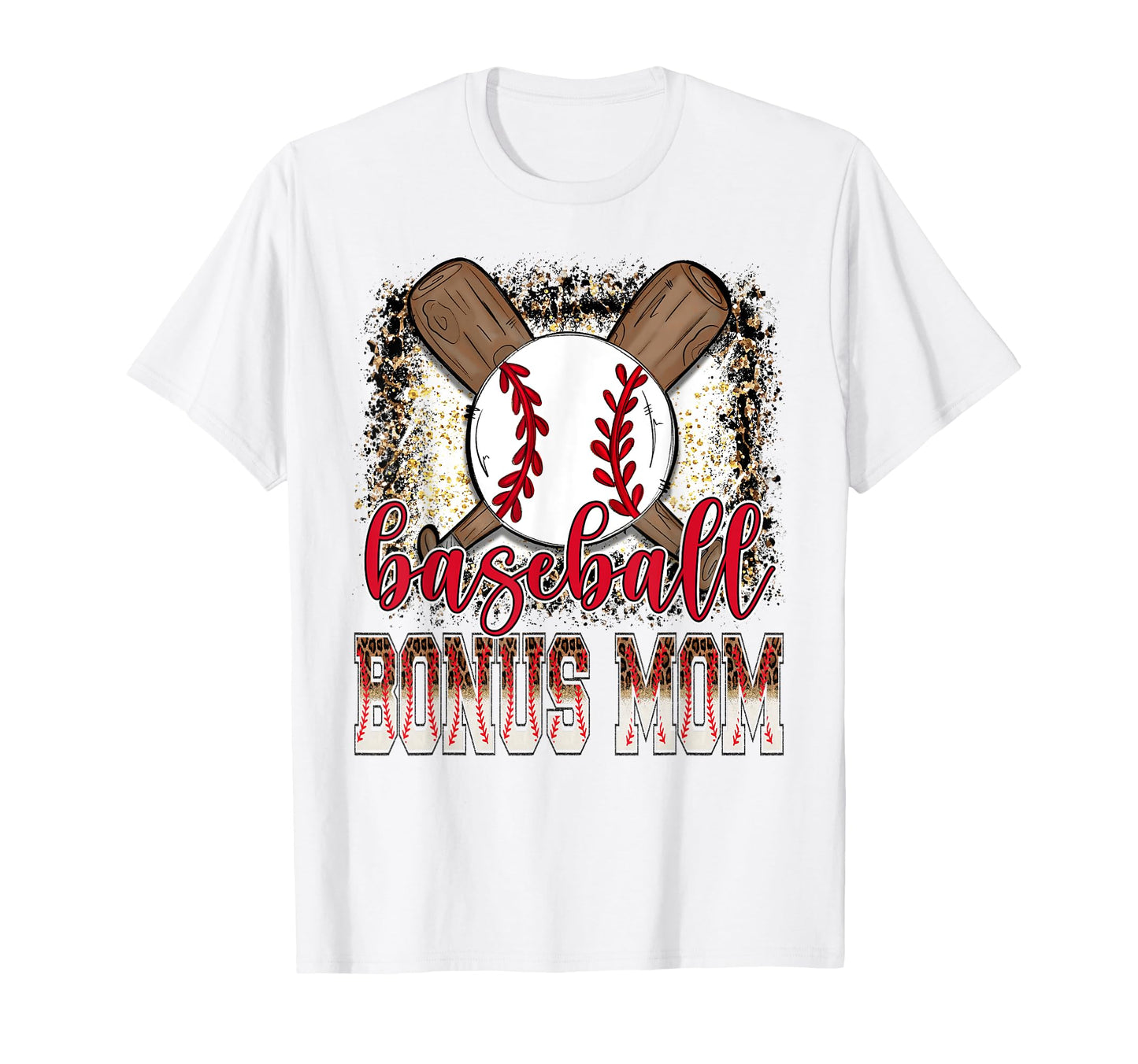 Baseball Bonus Mom Leopard Proud Ball T-Shirt - Minimalist Print Men Women - T-Shirt, Sweatshirt, Hoodie