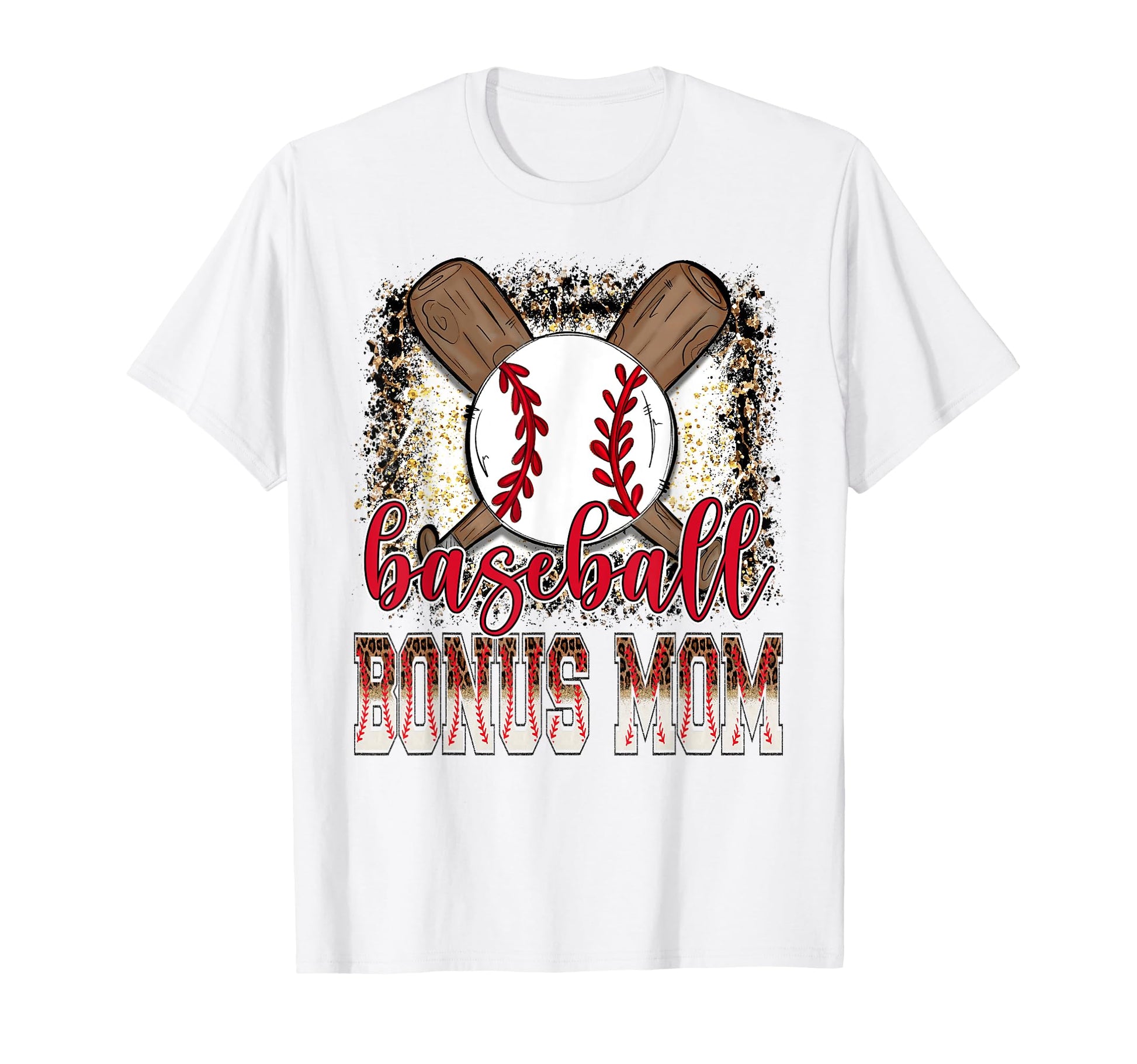 Baseball Bonus Mom Leopard Proud Ball T-Shirt - Minimalist Print Men Women - T-Shirt, Sweatshirt, Hoodie