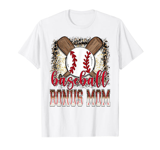 Baseball Bonus Mom Leopard Proud Ball T-Shirt - Minimalist Print Men Women - T-Shirt, Sweatshirt, Hoodie