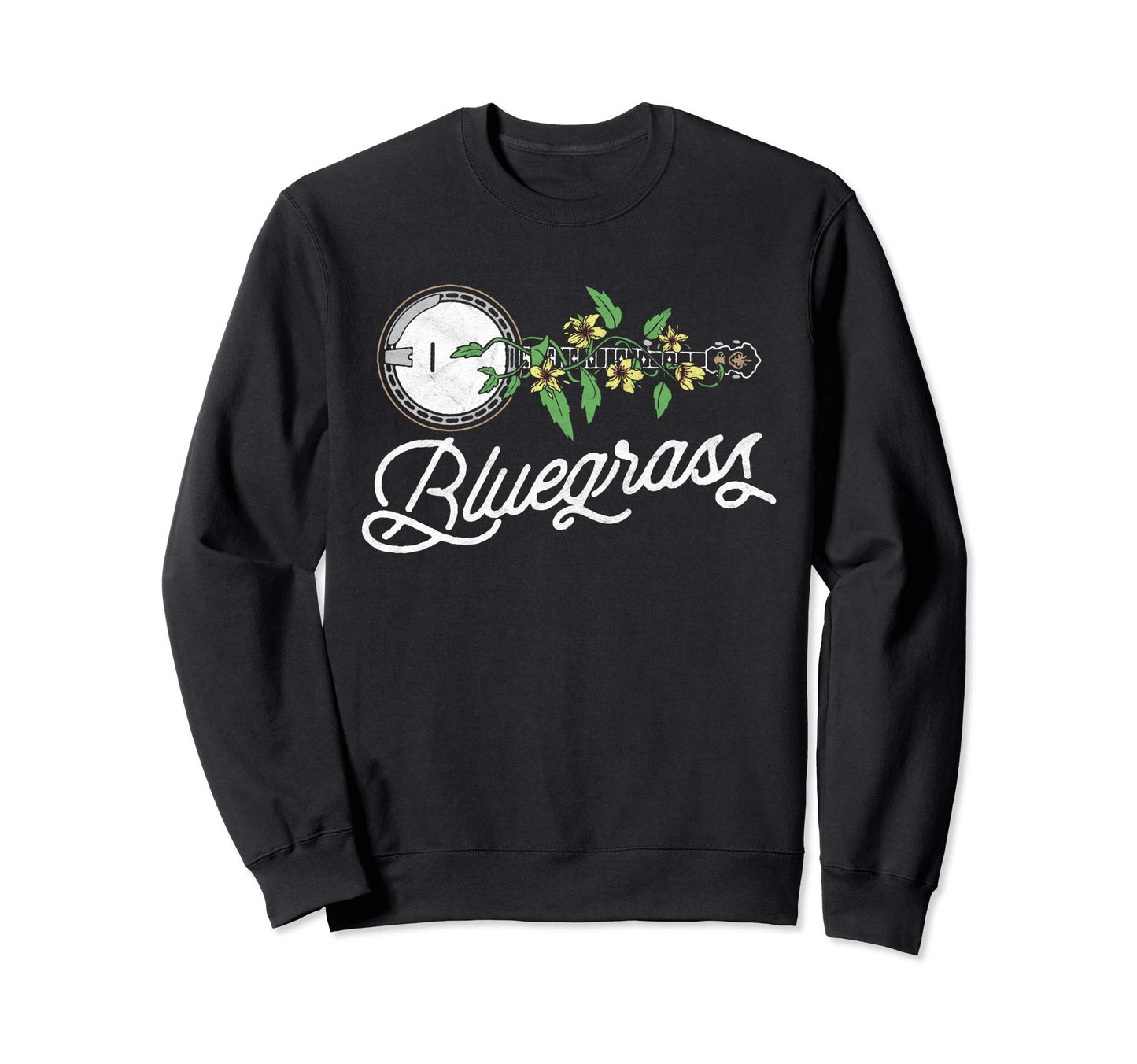 Bluegrass Typography Banjo Vine Sweatshirt - Aesthetic Graphic for Adults - T-Shirt, Sweatshirt, Hoodie