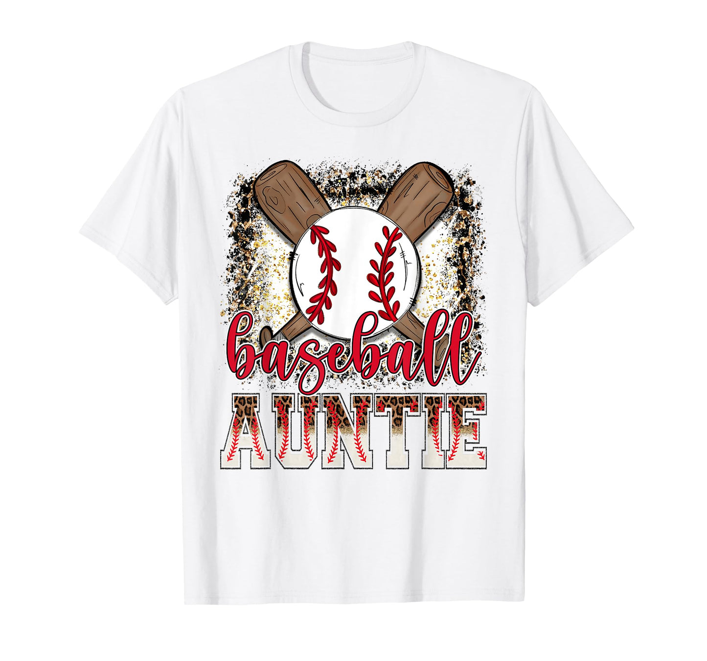 Baseball Auntie Leopard Proud Ball Auntie T-Shirt - Unique Graphic Unisex - T-Shirt, Sweatshirt, Hoodie