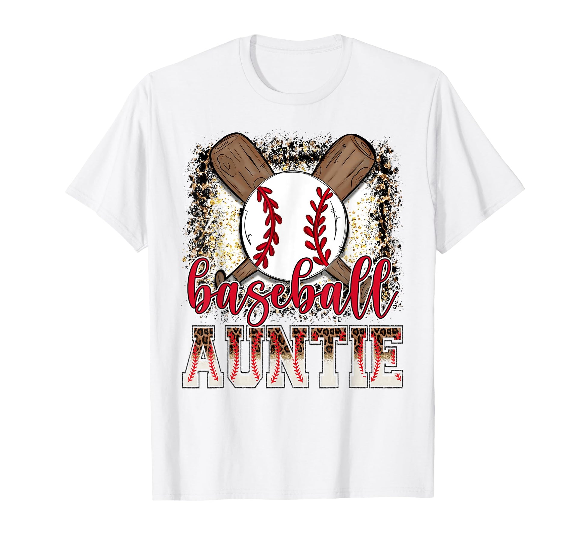 Baseball Auntie Leopard Proud Ball Auntie T-Shirt - Unique Graphic Unisex - T-Shirt, Sweatshirt, Hoodie