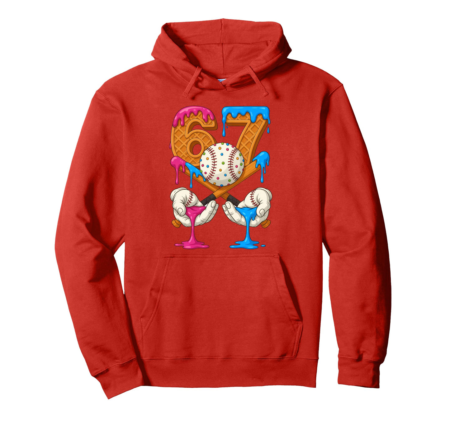 67 Ice Cream Drip Baseball Number 67 Hoodie - Unique Graphic Men Women - T-Shirt, Sweatshirt, Hoodie