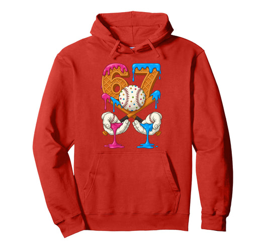 67 Ice Cream Drip Baseball Number 67 Hoodie - Unique Graphic Men Women - T-Shirt, Sweatshirt, Hoodie