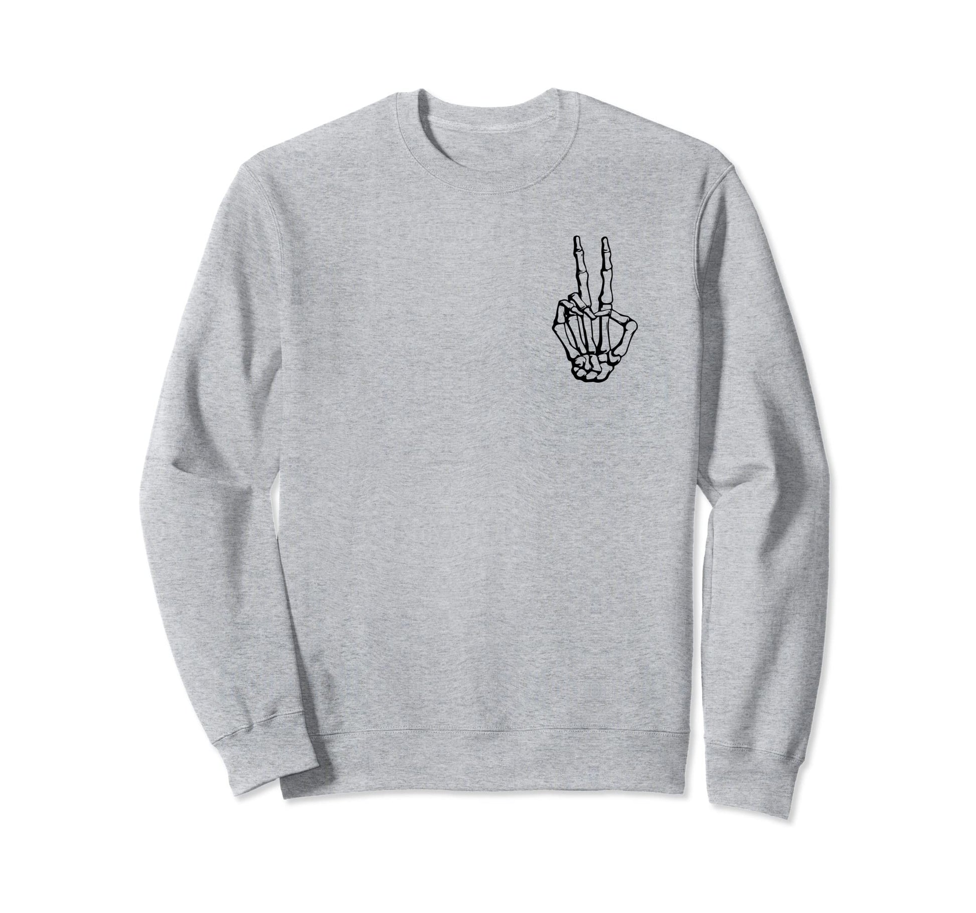 Skeleton Hand Peace Sign Hippies Sweatshirt - Minimalist Print for Adults - T-Shirt, Sweatshirt, Hoodie