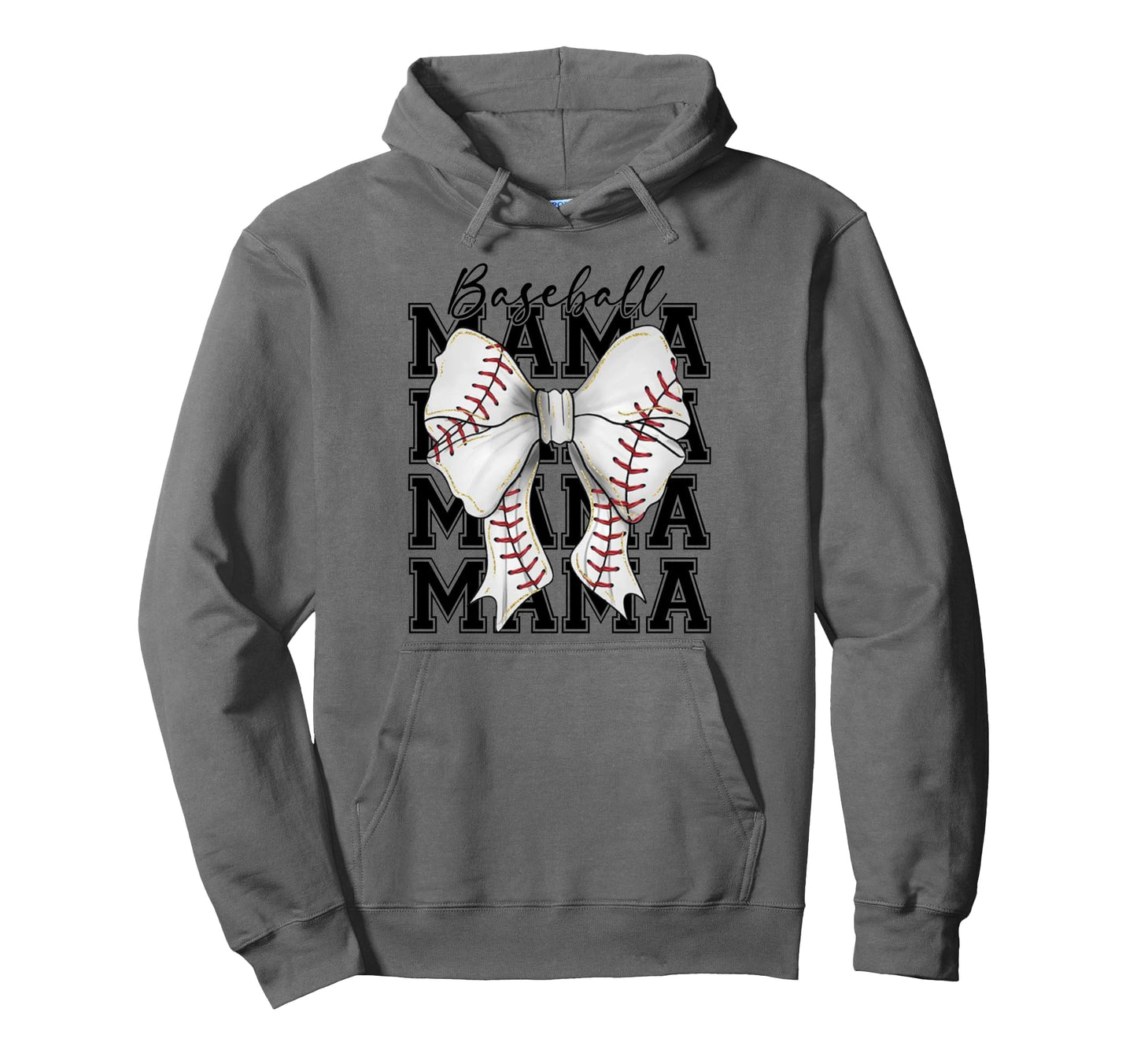 Baseball Mama Coquette Bow Hoodie - Casual Everyday Wear for Adults - T-Shirt, Sweatshirt, Hoodie