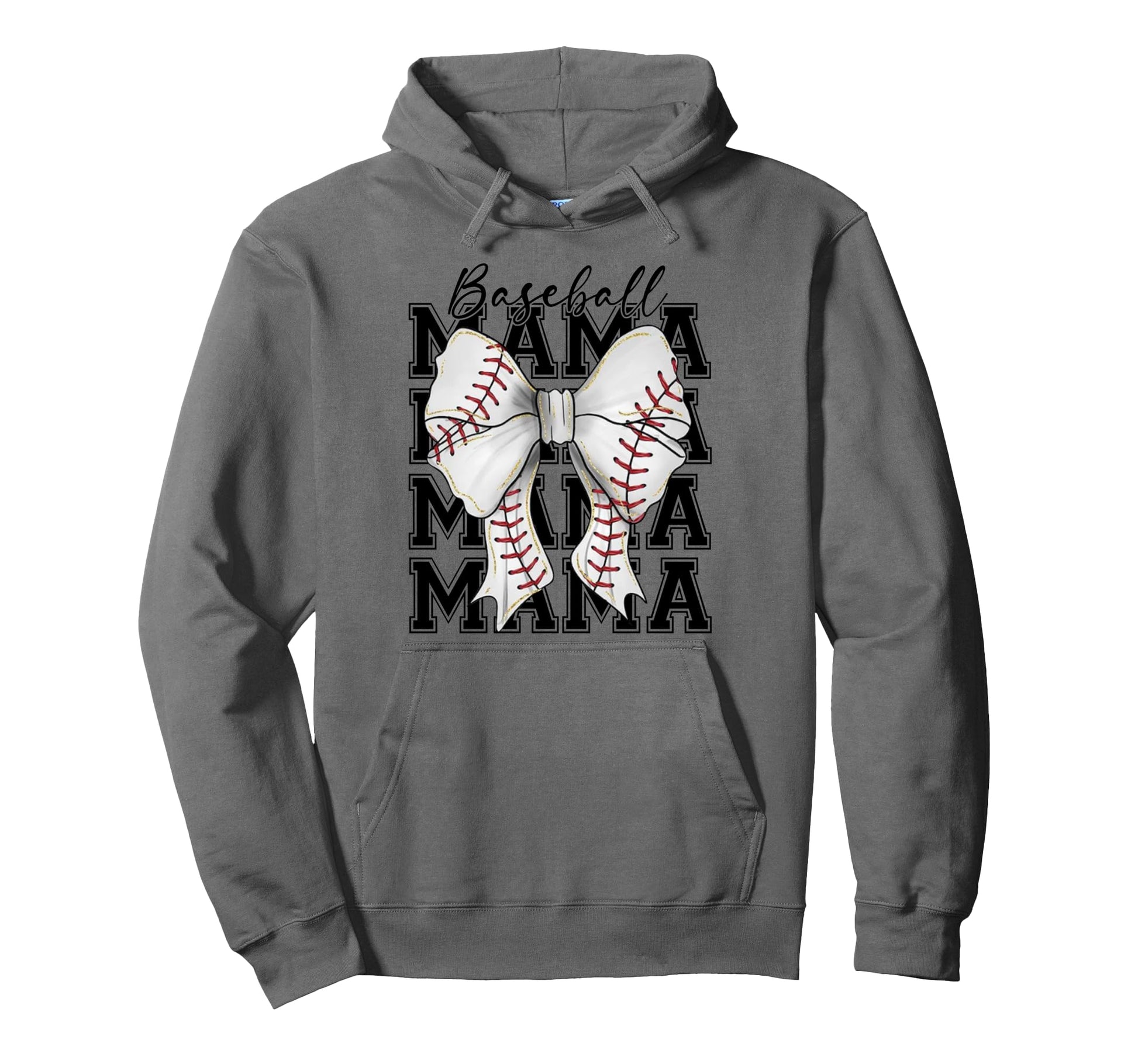 Baseball Mama Coquette Bow Hoodie - Casual Everyday Wear for Adults - T-Shirt, Sweatshirt, Hoodie