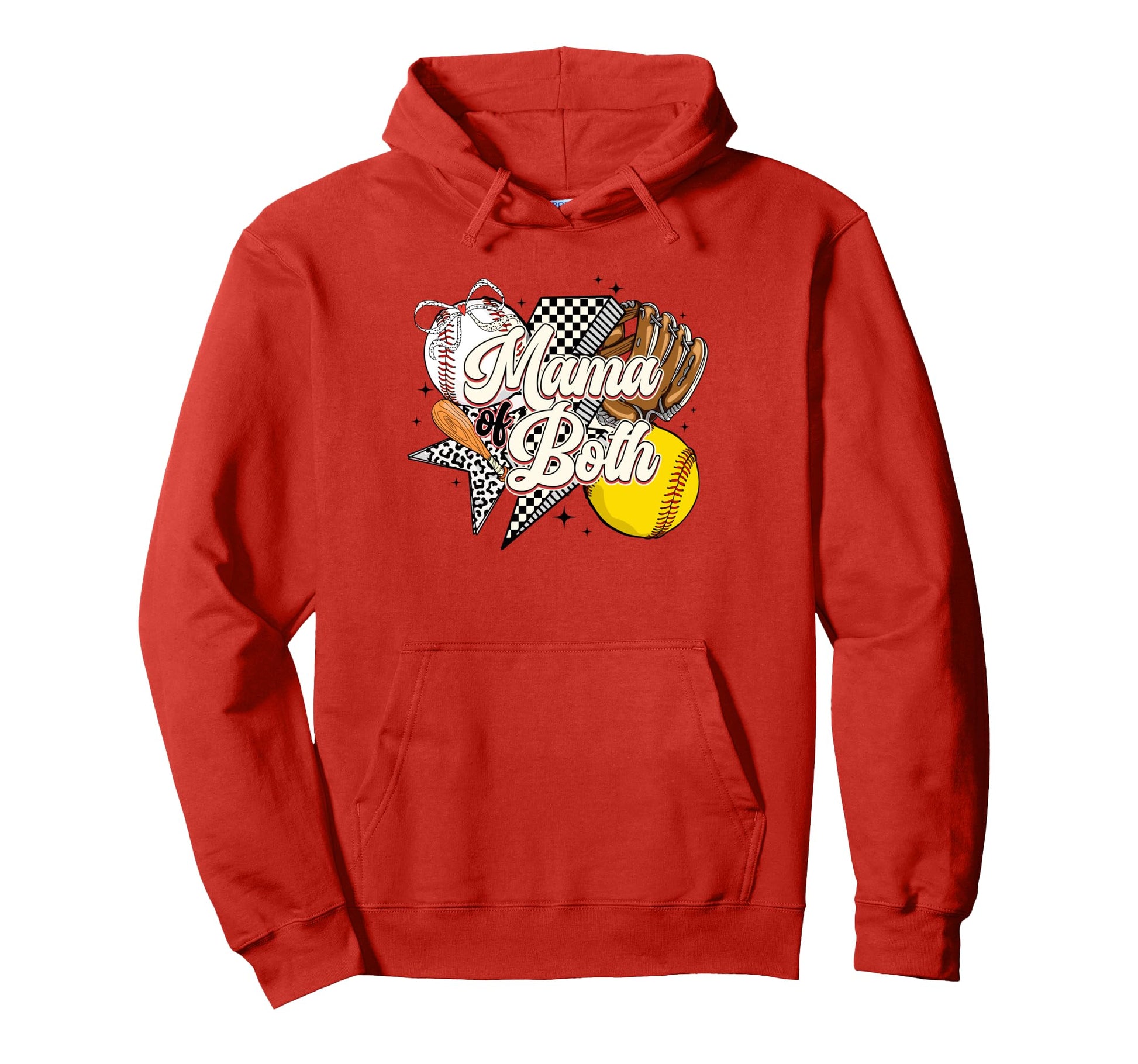 Mama Both Baseball And Softball Mom Hoodie - Graphic Print Men Women - T-Shirt, Sweatshirt, Hoodie