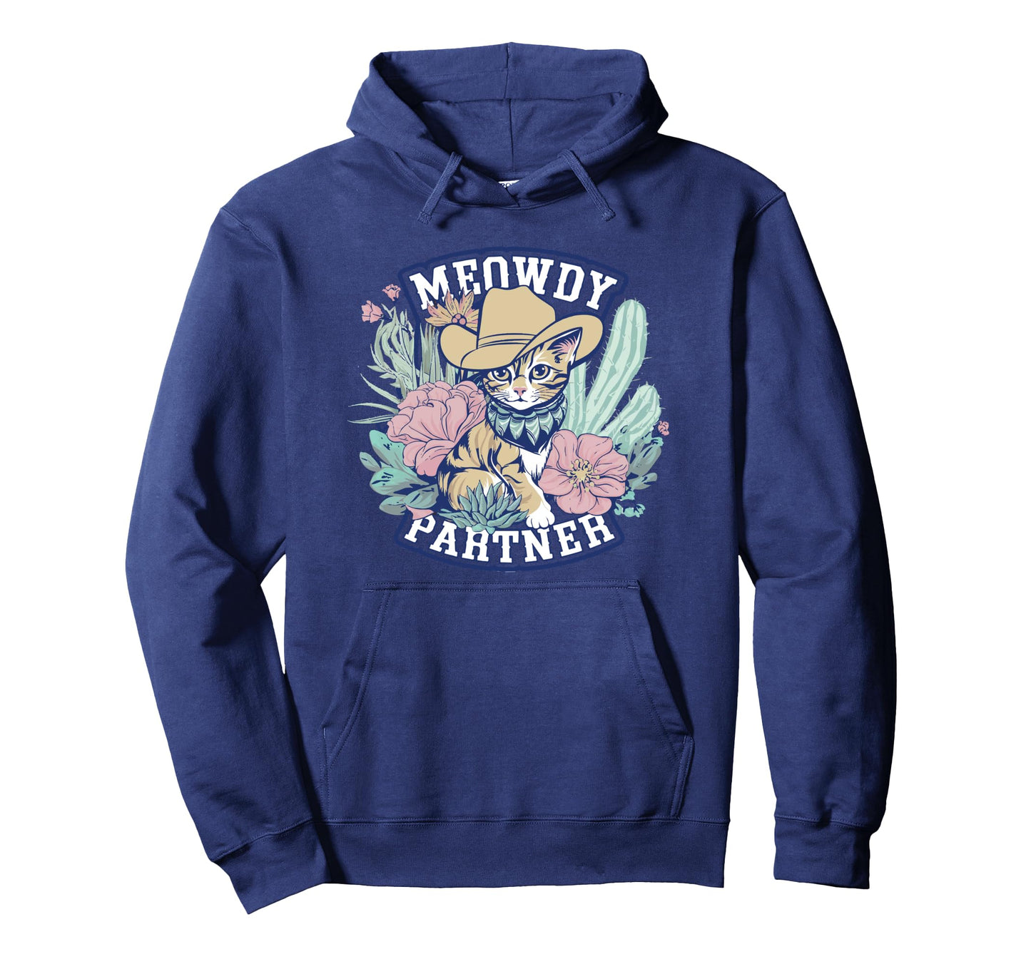 Funny Cowboy Cat Meowdy Howdy Y2K Hoodie - Unique Graphic Men Women - T-Shirt, Sweatshirt, Hoodie