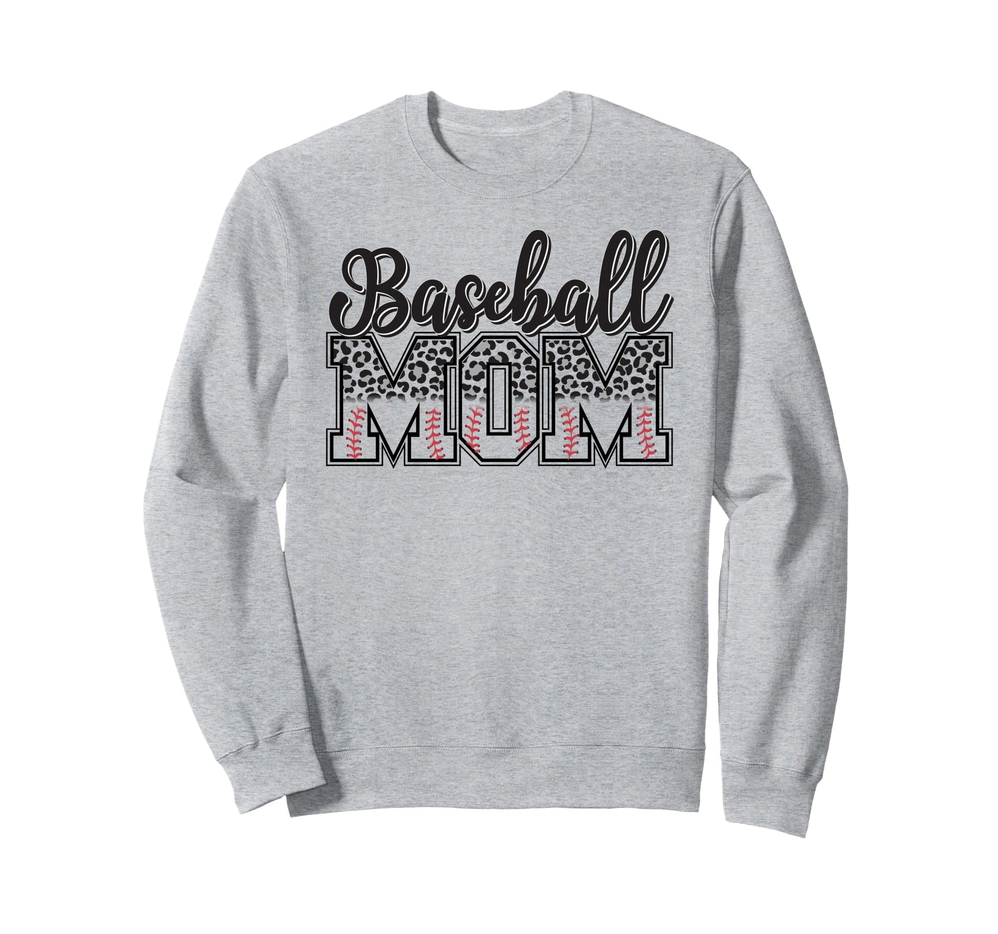Baseball Mom Leopard Funny Softball Sweatshirt - Graphic Print Men Women - T-Shirt, Sweatshirt, Hoodie