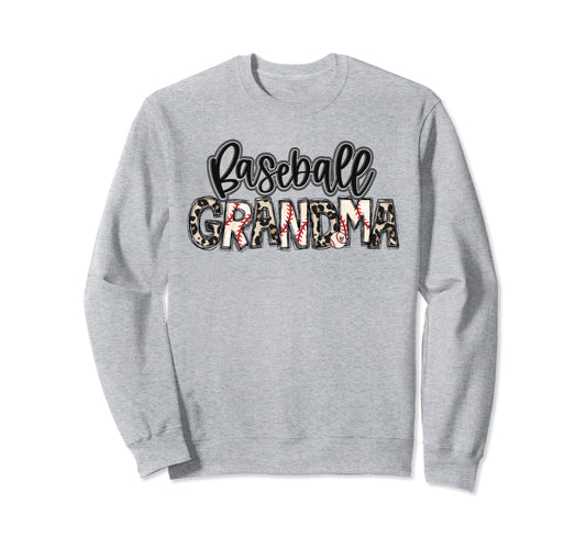 Baseball Grandma Leopard Proud Sweatshirt - Minimalist Print for Adults - T-Shirt, Sweatshirt, Hoodie