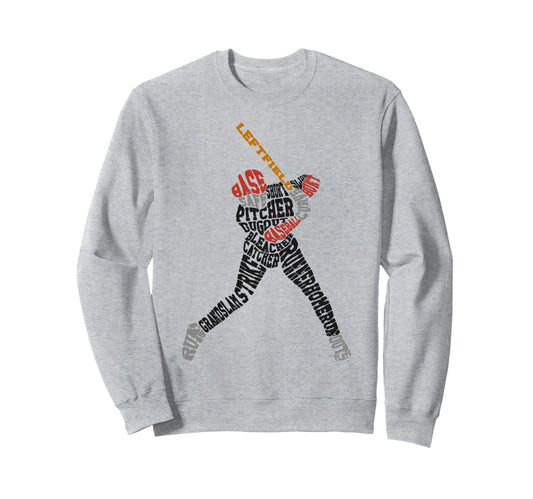 Baseball Fan Word Cloud Sweatshirt - Casual Everyday Wear for Adults - T-Shirt, Sweatshirt, Hoodie