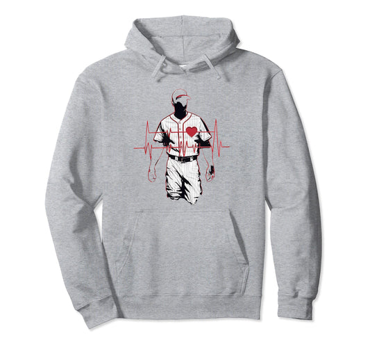 Baseball Heartbeat Love Pitcher Throw Hoodie - Streetwear Style Men Women - T-Shirt, Sweatshirt, Hoodie