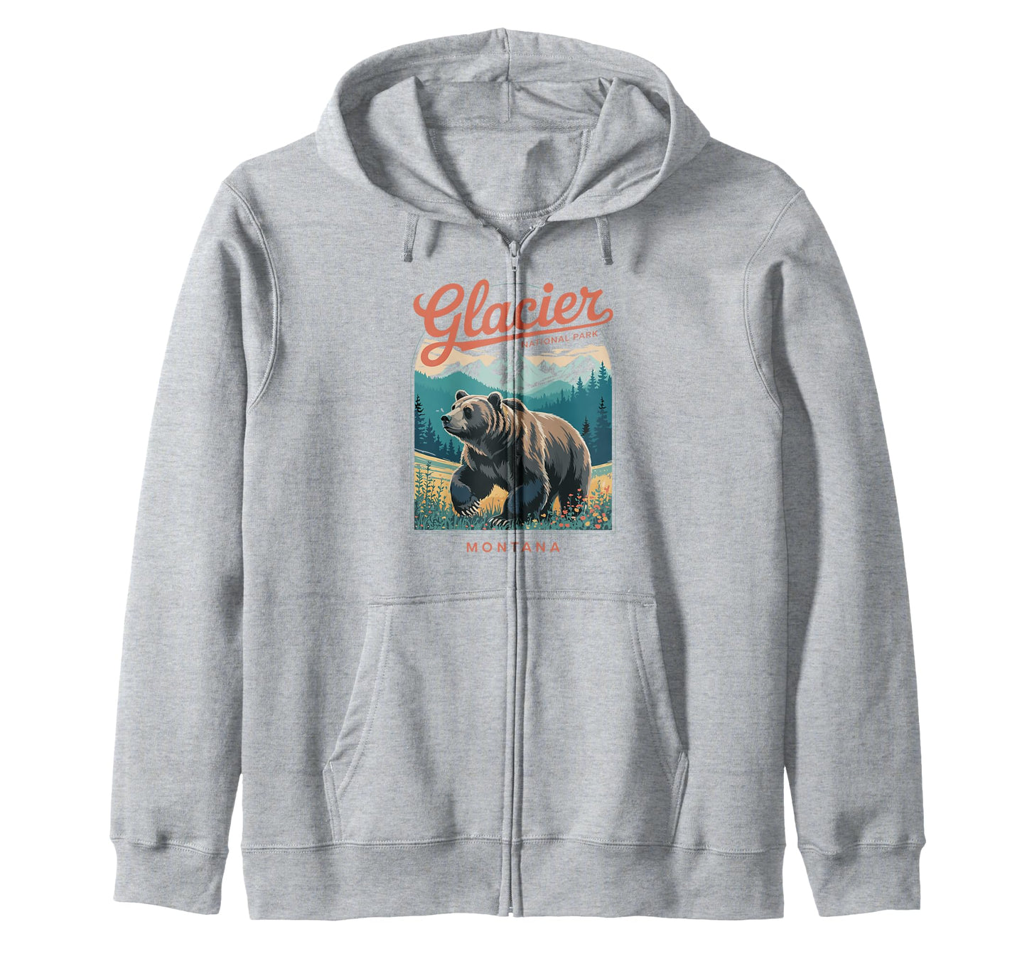 Glacier National Park Montana Usa Hoodie - Fun Novelty Design for Adults - T-Shirt, Sweatshirt, Hoodie